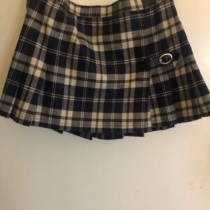 Plaid Mini Kilt in Navy and Cream